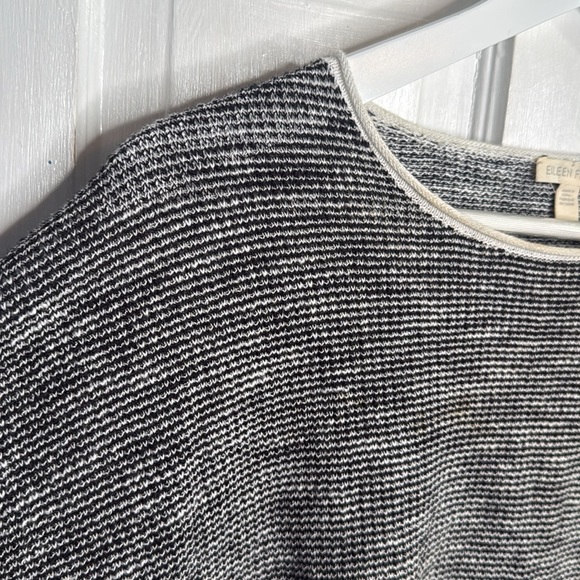 Eileen Fisher Linen Blend Contrast Long Sleeve Top Pullover Sweater W1042 Sz L - Picture 3 of 10